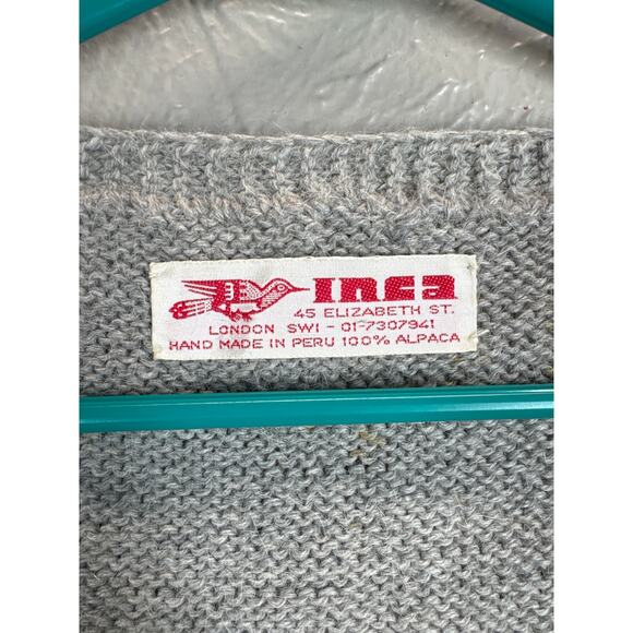 INCA Alpaca Wool Sweater Adult Open Front Sweater Vest Flowers Peru Size 6/8 - Picture 4 of 5